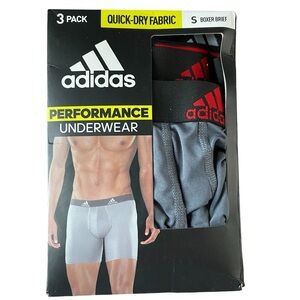 Adidas Mens Assorted 3-Pk Sport Performance Underwear Quick-Dry Boxer Briefs S